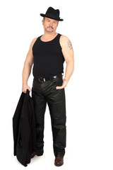 Handsome man doing different expressions in different sets of clothes: angry