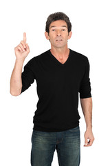 Naklejka premium Handsome man doing different expressions in different sets of clothes: want to speak