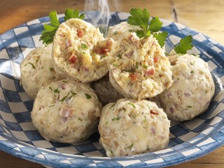 Canederli allo speck (bacon dumplings), South Tyrol, Italy