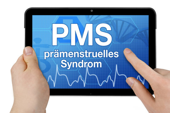 Tablet mit Interface und PMS, prämenstruelles Syndrom