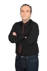 Fototapeta premium Handsome man doing different expressions in different sets of clothes: arms crossed