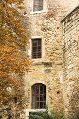 Fototapeta na wymiar Old stone walls on Kaptol, in the center of Zagreb, Croatia