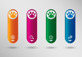 Paw  icon on vertical infographic design template, can be used f