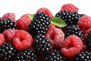 raspberries and blackberries background