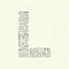 Golden Monogram Design element for Labels and Badges. Letter L