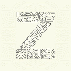 Golden Monogram Design element for Labels and Badges. Letter Z