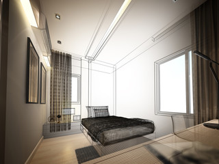abstract sketch design of interior bedroom