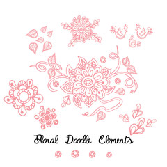 Obraz na płótnie Canvas Ornament flower doodle pink elements on white