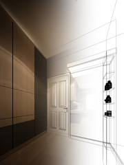 abstract sketch design of interior bedroom