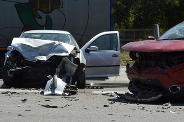 Crash where two cars are involved