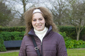 Pretty girl in autumn park