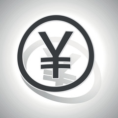 Yen sign sticker, curved
