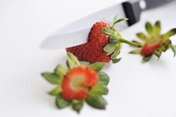 Slicing strawberries