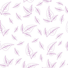 Vector seamless texture of the contours of leaves