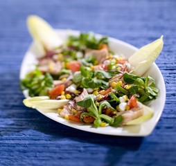Mixed salad with corn salad and tuna