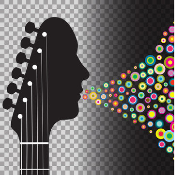 Guitar headstock man with circles  on a transparent background