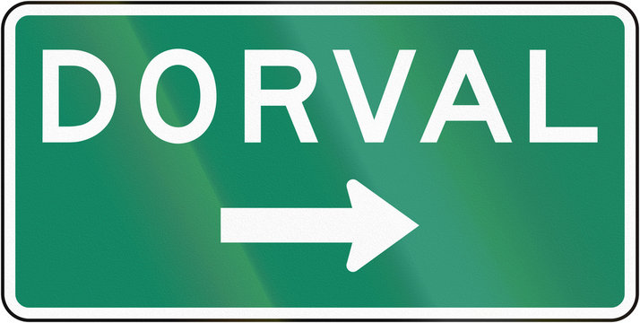 Guide and information road sign in Quebec, Canada - Direction sign to dorval