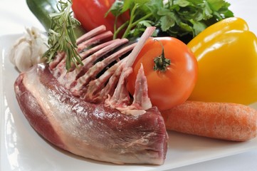 Ingredients for rack of lamb with vegetables