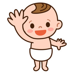 手を振る赤ちゃん