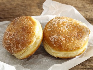 Two doughnuts on paper