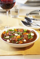 Lamb stew with carrots, green beans and chillies