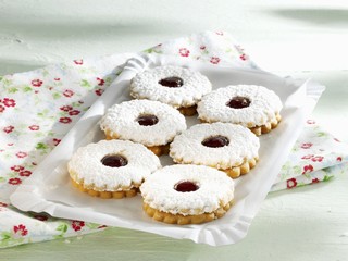 Jam biscuits on a paper plate