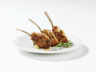 Three fried lamb chops