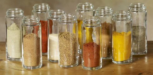 Assorted spices in jars