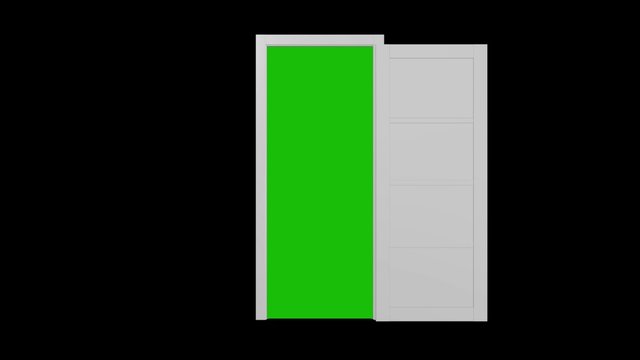 Door opening with green screen
