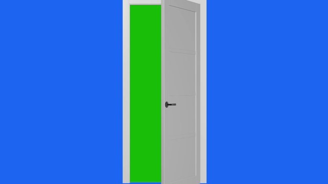 Door opening with blue and green screen