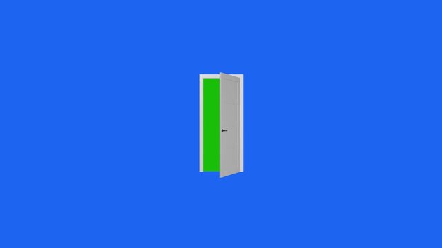 Door opening with blue and green screen