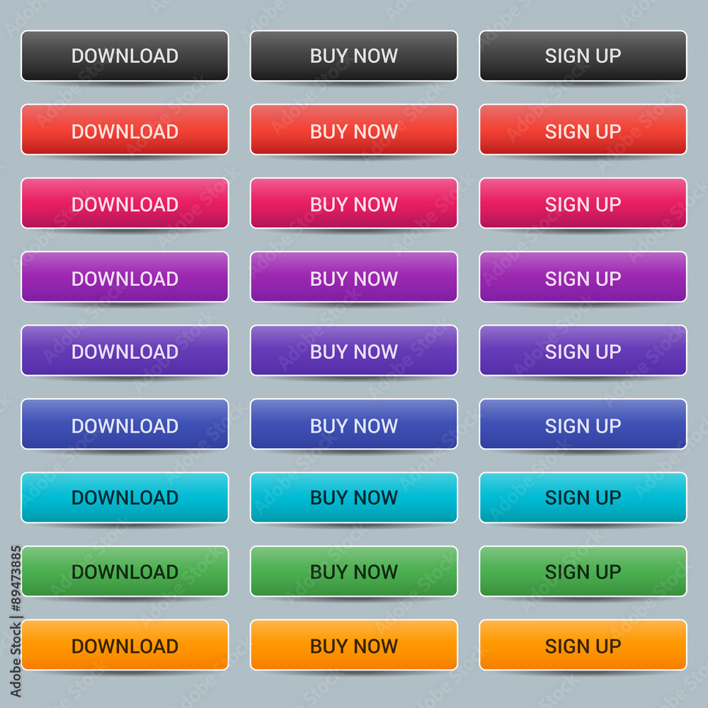 Poster set of colored buttons for web sites, mobile applications. green