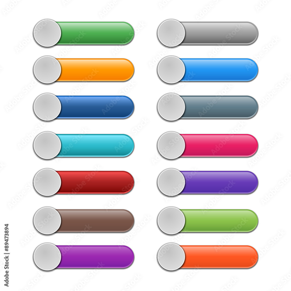 Aufkleber set of colored buttons for web sites, mobile applications. green