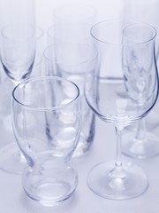 Various empty glasses