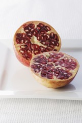 Halved pomegranate