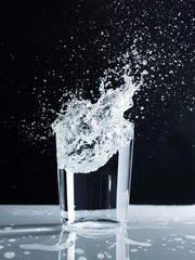Water splashing out of a glass