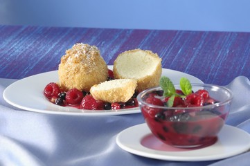 Quark dumplings with berry compote