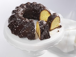 Gugelhupf with chocolate icing