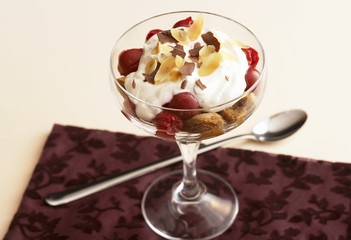 Coffee and cherry dessert