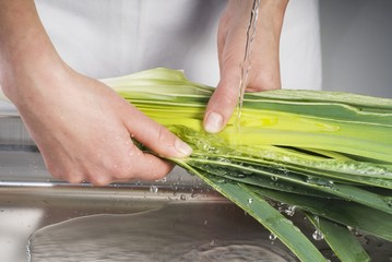 Washing a leek