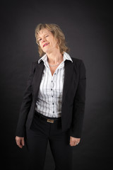 Beautiful woman doing different expressions in different sets of clothes: blinking