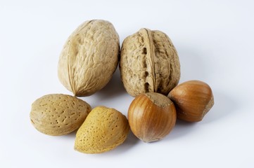 Walnuts, hazelnuts and almonds