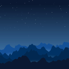Fototapeta premium Night mountains vector background
