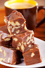 Homemade chocolate with walnuts