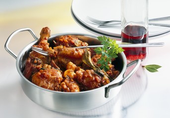 Coq au vin with Beaujolais