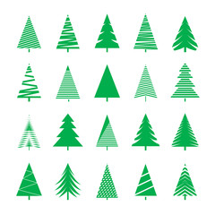 Set of Christmas Trees. Vector Illustrations.