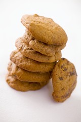 Chocolate chip cookies, stacked
