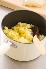Mashed potatoes in a pan
