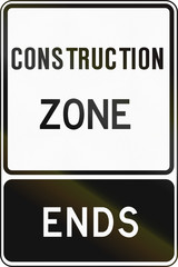 Fototapeta premium Regulatory sign in Canada - Construction zone ends. This sign is used in Ontario