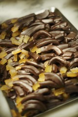 Chocolate-coated candied oranges